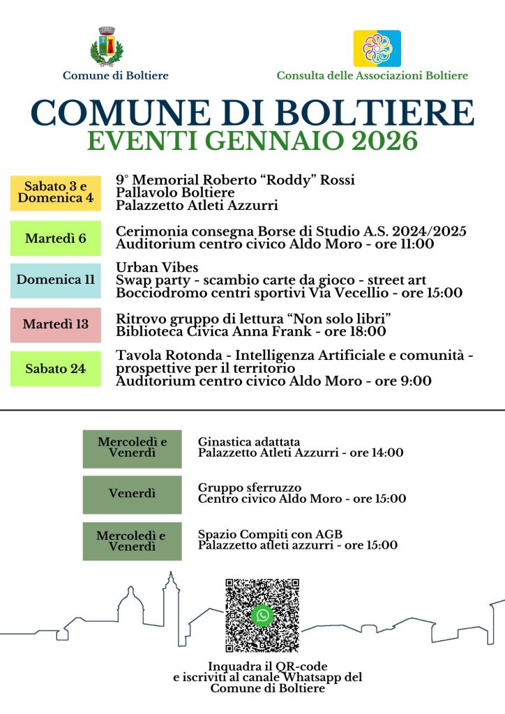 Eventi e iniziative gennaio 2026 Boltiere